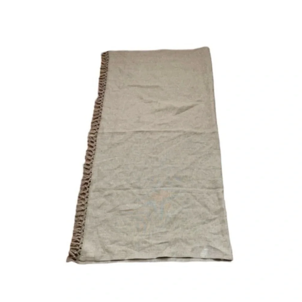 Pottery Barn Linen Flax Knotted Fringe Table Throw Cloth 50” x‎ 50”